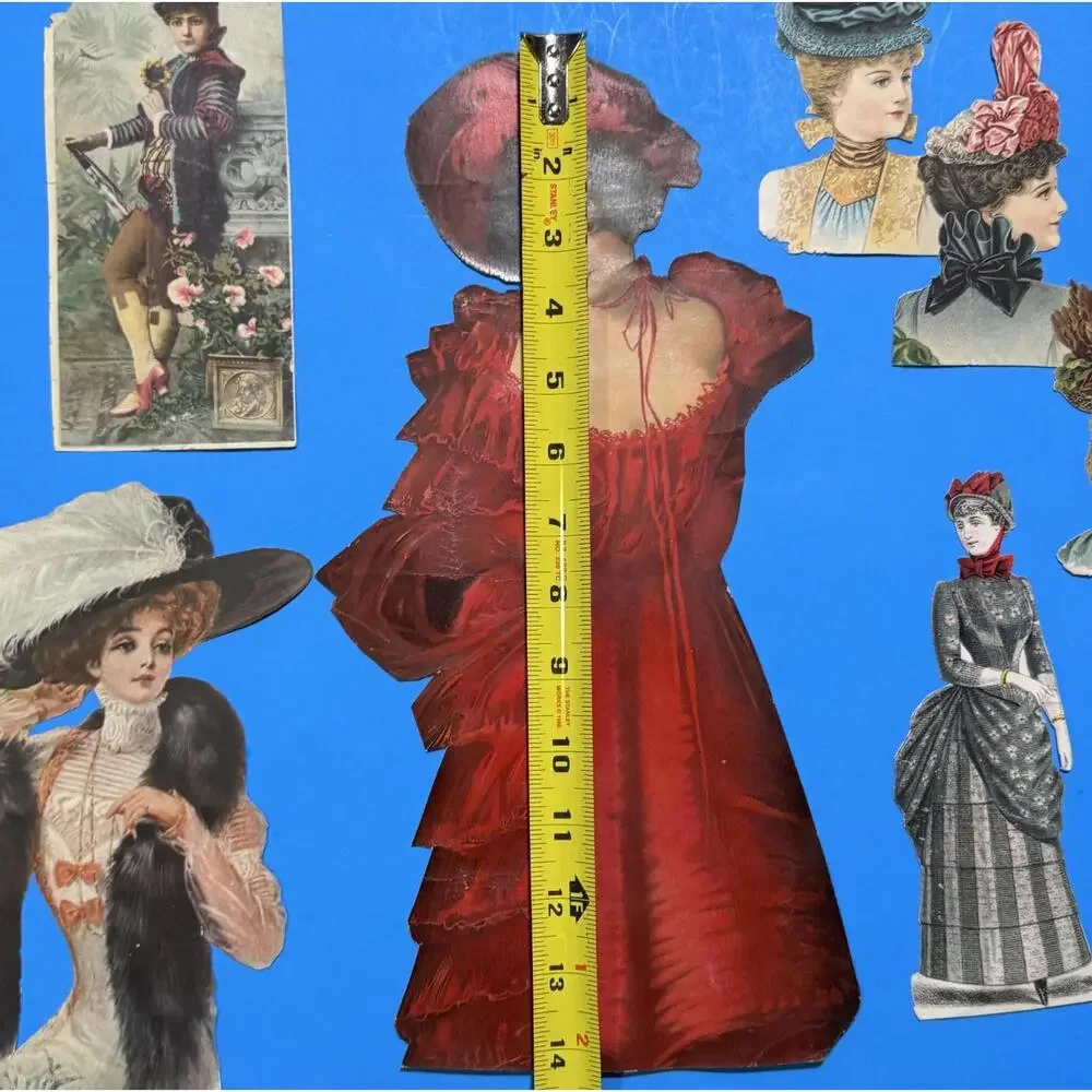 Lot of 4 Victorian Color Paper Scraps Fashionable Ladies w/ Big Hats